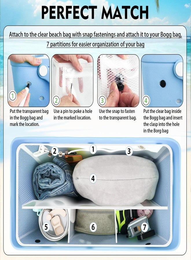 Kooterfun Beach Bag Organizer Inserts for X Large Bogg Bag Accessories, EVA Material No Wrinkles Waterproof Insert Divider Pouch, Compatible Rubber Tote Bags,Organizing & Divide Space - Image 3